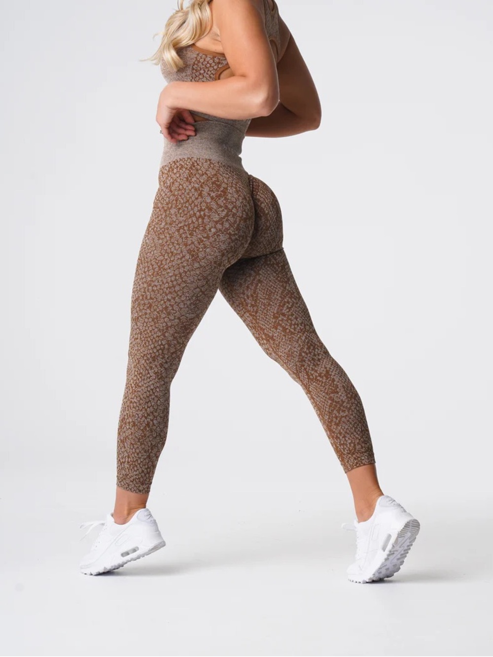NVGTN Snakeskin Seamless Leggings Brown Women’s Sz S 🐍🤎✨